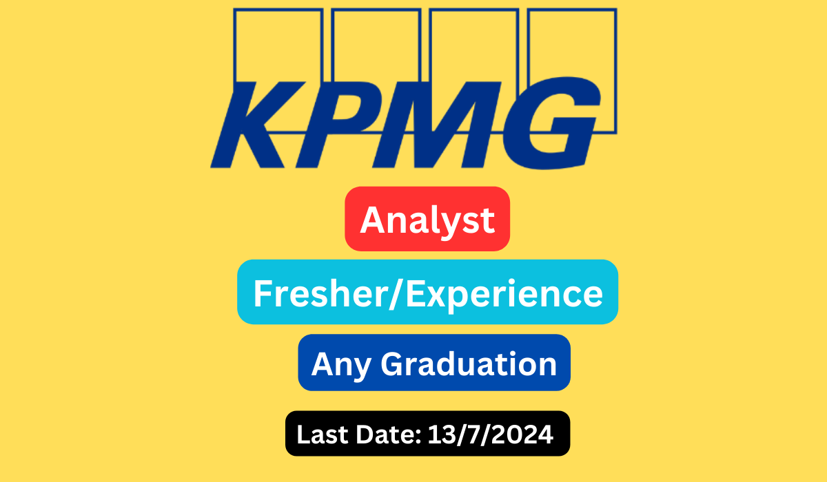 KPMG latest opening for Analyst