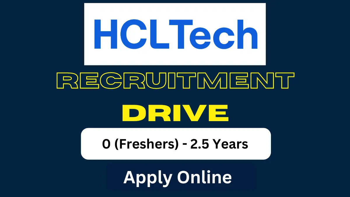 HCL Tech Freshers Job Opening for Engineer