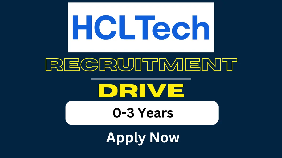 HCL tech Freshers Hiring for Analyst